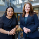 Karla Henderson (left), president and CEO of Project for Pride in Living, and Andrea Brennan (right), president and CEO of the Greater Minnesota Housing Fund, pose for a portrait in the Kling Public Media Center in Saint Paul on Thursday. Nikhil Kumaran | MPR News