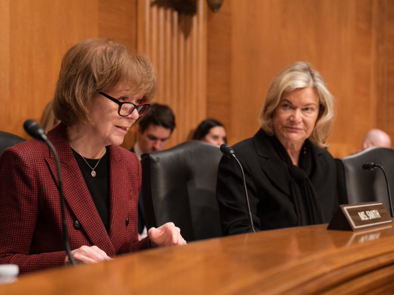 Chair Tina Smith and Ranking Member Cynthia Lummis lead a hearing of the Senate Transportation, Housing, and Community Development Subcommittee.
