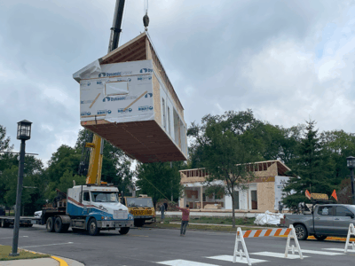 Installation of a modular home by Leech Lake Financial Services in Cass Lake