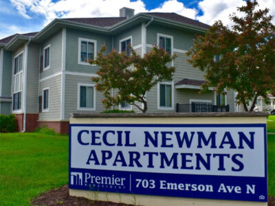 The current 2-story Cecil Newman Apartments