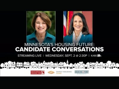 Side by side headshots of Sen. Amy Klobuchar and Speaker Lisa Demuth