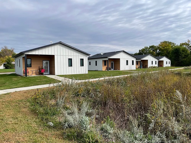 Finished elder homes built with hempcrete on Lower Sioux Indian Community on Tribal land