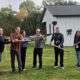 Nate and Irene from the GMHF team with members of the Lower Sioux Indian Community and other partners break ground for a new hempcrete elder home on Tribal land